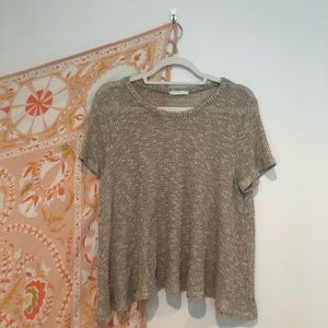LUSH Tan Crochet Short Sleeve Top